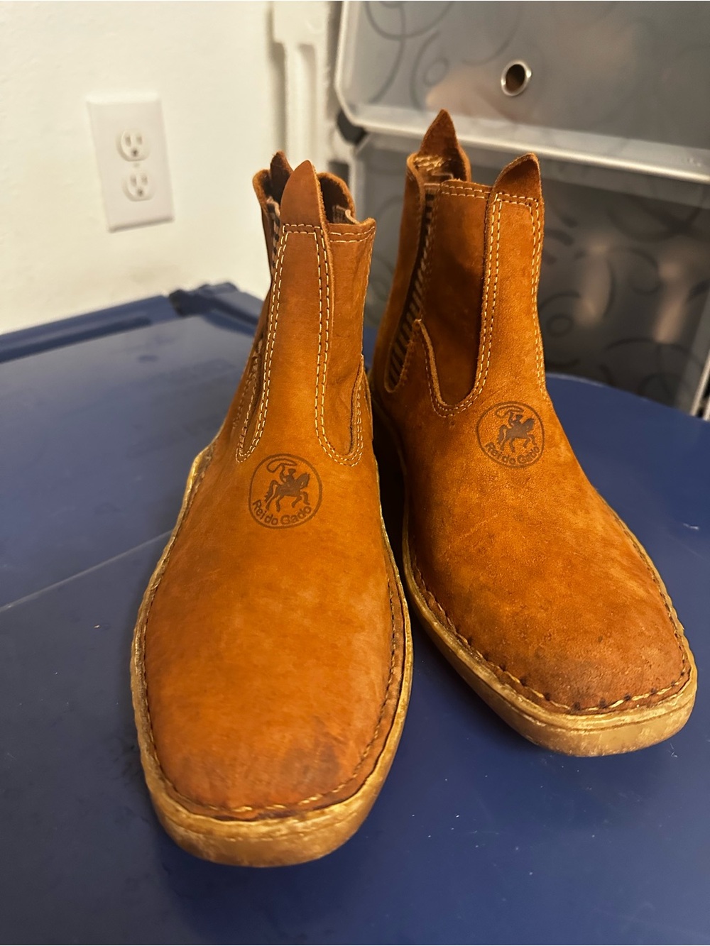 Men's Suede Chelsea Boots in Cognac Brown -